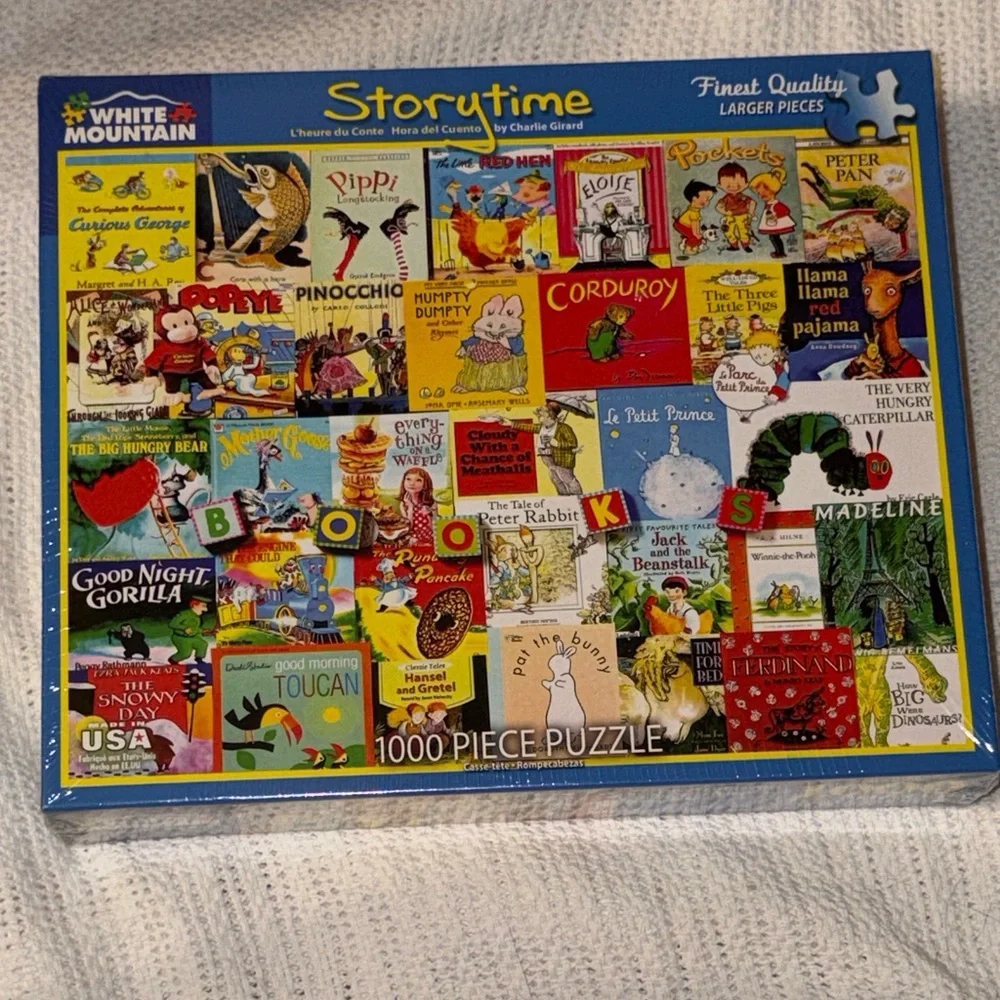 White Mountain Storytime Puzzle with Colorful Book Covers